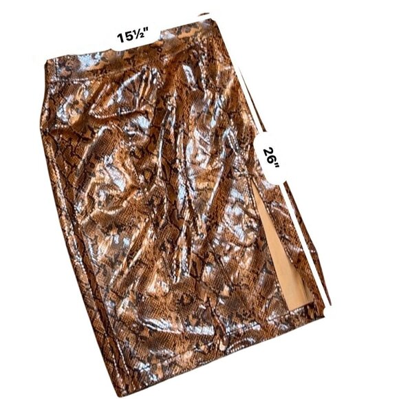 EXPRESS x Negin Mirsalehi High Waisted Snakeskin Print Faux Leather Pencil Skirt - Picture 7 of 7